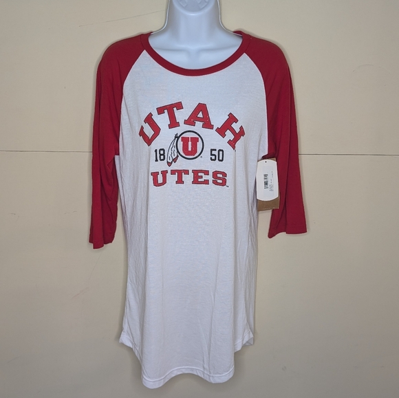 NWT Utah Utes Baseball Tee Red and White by Blue84 - Picture 9 of 9